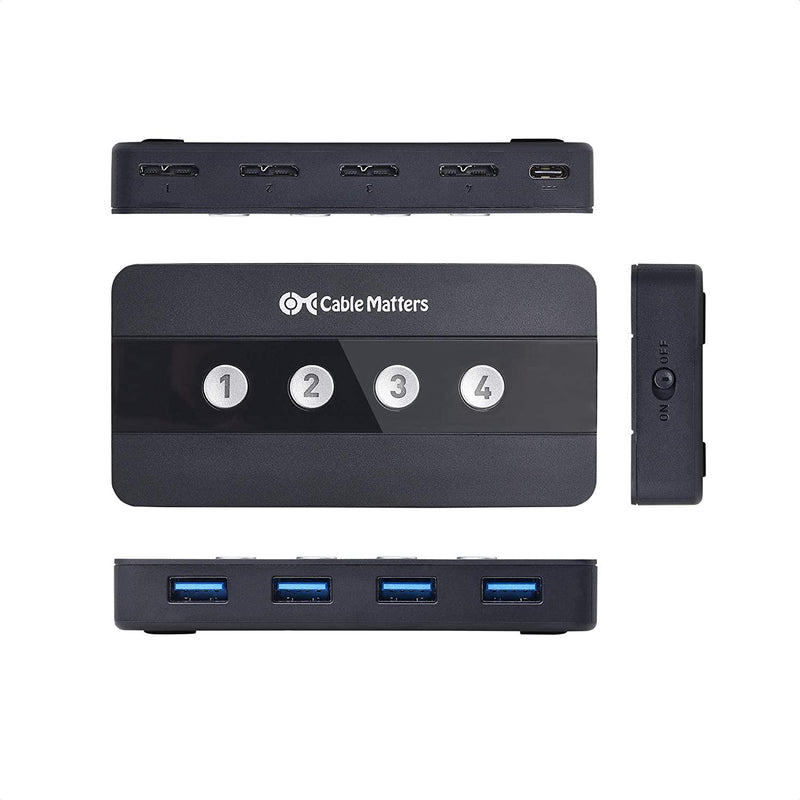  USB 3.0 Switch, USB Switch 4 Computers Sharing 4 USB  Peripherals, USB Switch Selector Support Button or Wireless Remote Control  Switching, Includes 4 USB 3.0 Cables… : Electronics