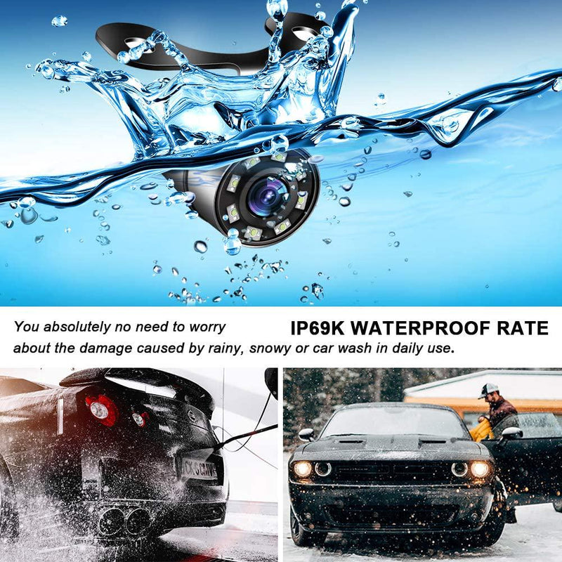 Car Backup Camera, Niloghap Universal IP69K Waterproof Rear View Camera, IR Night Vision with Tracking Lines Reverse Camera for Car Pickup Truck SUV RV Van