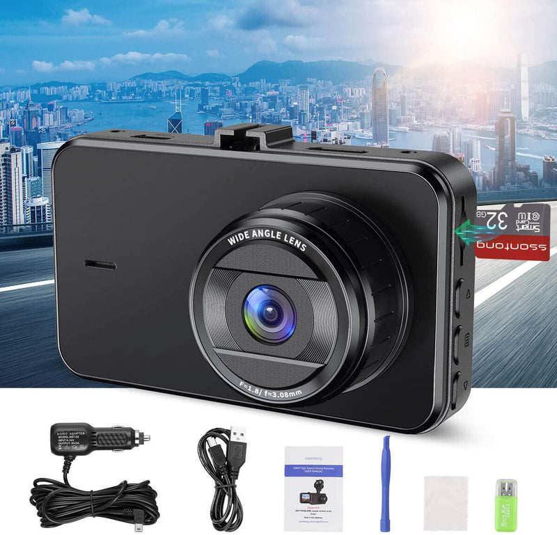 Car Dashcam, ssontong Dash Cam Dash Camera with 32G SD Card 2022 1080P