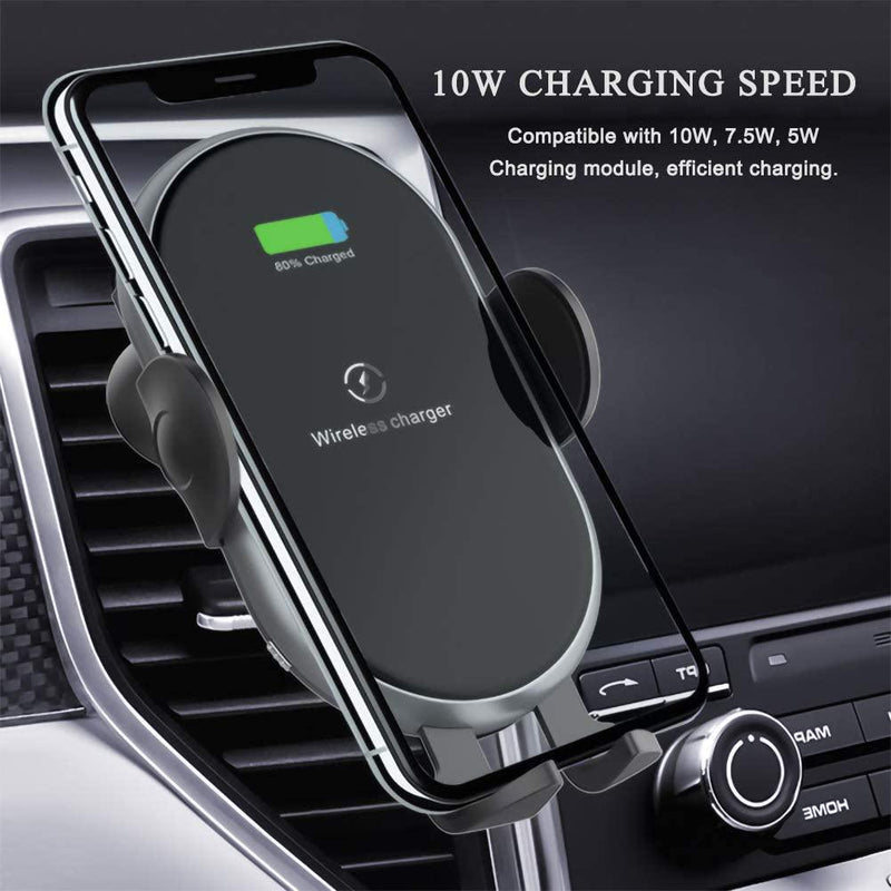 Car Mount Wireless Charger - Qi Car Charger 10W/7.5W/5W Auto-Clamping Car Wireless Charger Dashboard Air Vent Car Phone Mount Compatible/w iPhone 11 Series/X/XR Galaxy Note10/S10/S20 Series