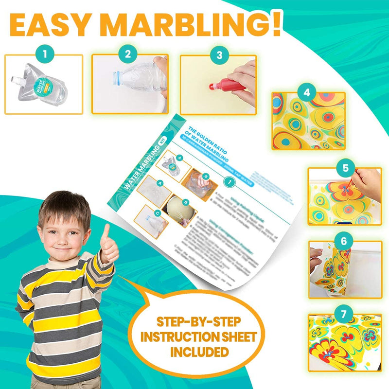 Marbling Paint Art Kit for Kids: Arts and Crafts for Girls Boys