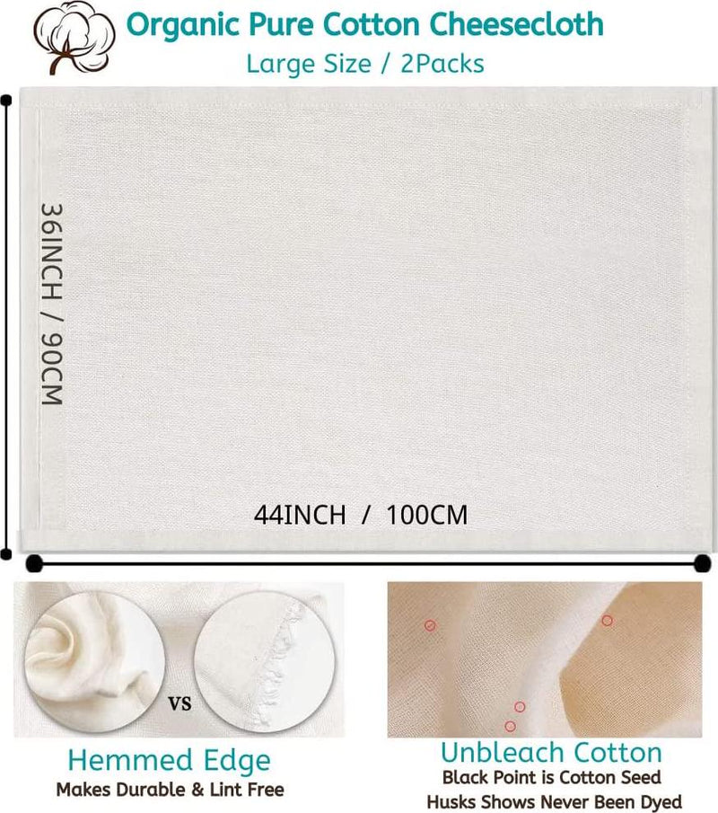 Cheesecloth Unbleached Pure Cotton Muslin Cloth for Straining,Organic