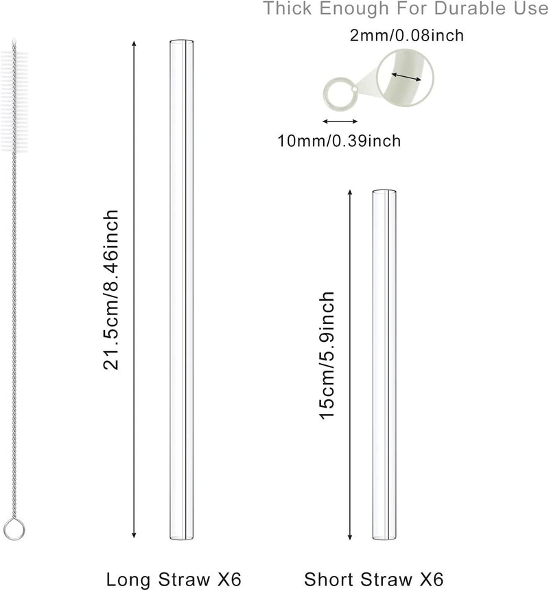 Clear Glass Straws for Drinking,Thick Straws for Smoothies and Normal Liquid Drinks,10mm Diameter