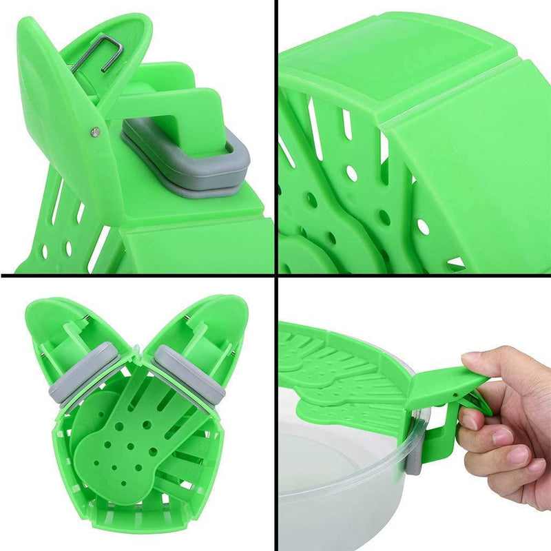 Clip-on Silicone Colander, Snap Strainer Colander BPA Free for Spaghetti, Noodles, Pasta, Fruit, Ground Beef- Adjustable Food Grade Filter and Sieve Snaps on Bowls, Pots and Pans (Green)