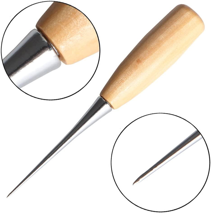 Co-link Alloy Steel Wood Handle Punching Tapered Awl Craft Cloth Scratch Awl Repair Tool for DIY Craft
