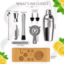 Cocktail Set Bartender Kit and Cocktail Shaker: 10-Piece Bar Tool Set with Stylish Bamboo Stand | Perfect Home Bartending Kit and Martini Cocktail Shaker Set for an Awesome Drink Mixing Experience