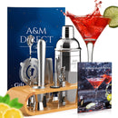 Cocktail Set Bartender Kit and Cocktail Shaker: 10-Piece Bar Tool Set with Stylish Bamboo Stand | Perfect Home Bartending Kit and Martini Cocktail Shaker Set for an Awesome Drink Mixing Experience