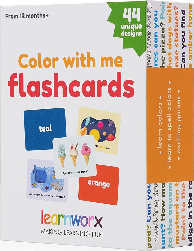Color Flashcards for Toddlers - 44 Color Cards to Help Learn Colors and Words - Thick Color Learning Cards - Includes Simple and Advanced Colors
