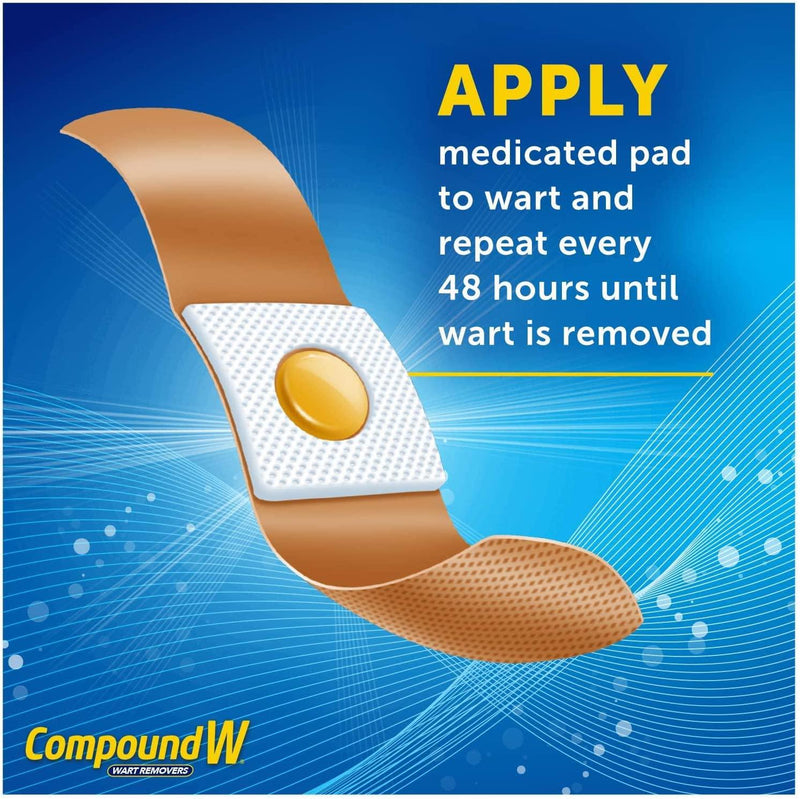 Compound W Wart Remover One Step Pads - Maximum Strength - Waterproof, Medicated, Self-Adhesive Pads Conceal and Protect Common and Plantar Warts While Treating them with Salicylic Acid - 14 Count