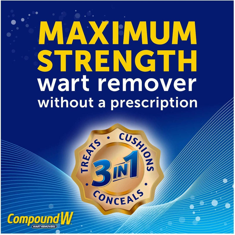 Compound W Wart Remover One Step Pads - Maximum Strength - Waterproof, Medicated, Self-Adhesive Pads Conceal and Protect Common and Plantar Warts While Treating them with Salicylic Acid - 14 Count