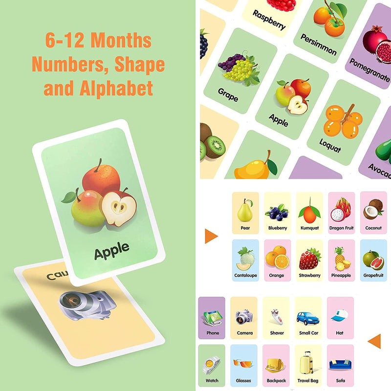 Conzy Flash Cards for Toddlers Preschoolers, Educational Learning Supply for Pre-K to 3rd Grade Homeschool, Great Value Pack 6 Sets 247 Cards-Alphabet, Number, Shape, Fruit, Animal, Necessity