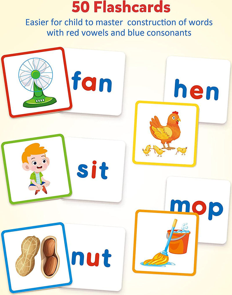Coogam Wooden Short Vowel Reading Letters Sorting Spelling Games, Sigh