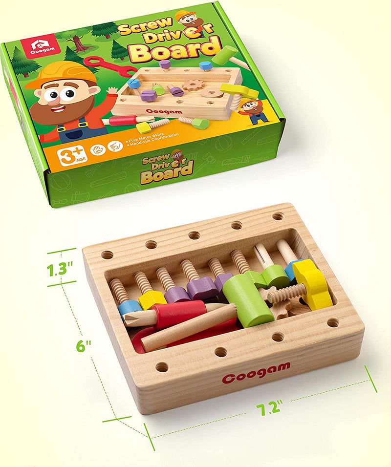 Coogam Wooden Tool Box, Toddler Fine Motor Skill Construction Building