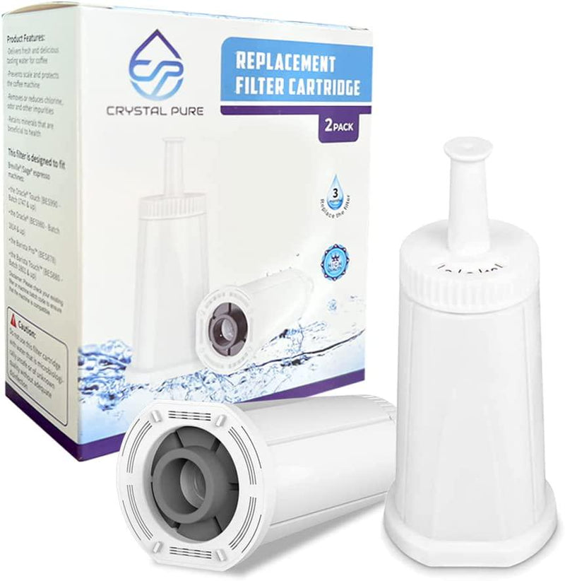 Crystal Pure Water Cartridge Filter fits Breville Claro Swiss BES990 BES980 BES500 BES878 BES880 BES920,The Oracle,Oracle Touch,Bambino 4-Pack