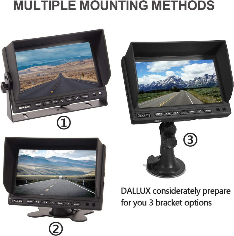 DALLUX Heavy Duty Vehicle Truck Bus Backup Camera System,Waterproof Night Vision Rear View Camera with 7 inch Monitor+66ft 4 PIN Camera Cable for Bus Truck Van Trailer RV Campers Motor Home(12V 24V)