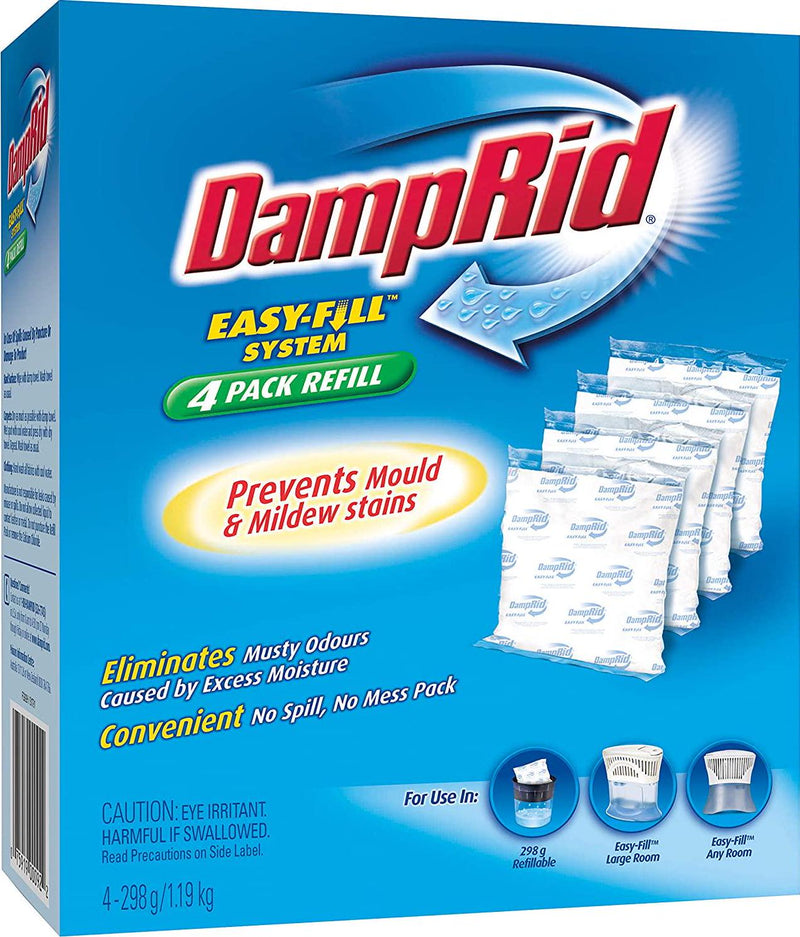 DampRid Fragrance Free Drop 4 Pack-15.8 Oz Refill Tabs-Moisture Absorber, From Numerous Environments And Remove Foul Odors
