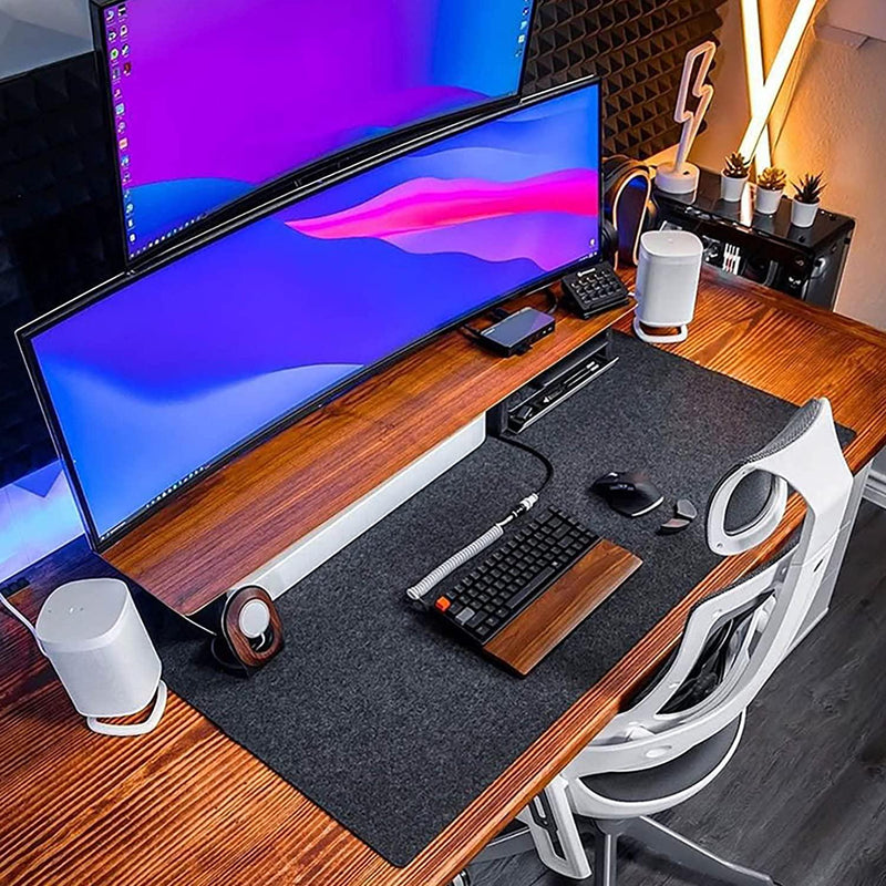 DAWNTREES Desk Mat,90×40CM Large Felt Desk Pad, Extra Large Mouse Pad Mat