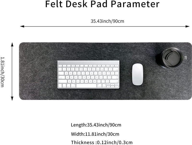DAWNTREES Desk Mat Pad, Dark Grey Large Mouse Mat Pad,90×30cm,Extra Large Keyboard Mat, Computer XL Desk Pad.