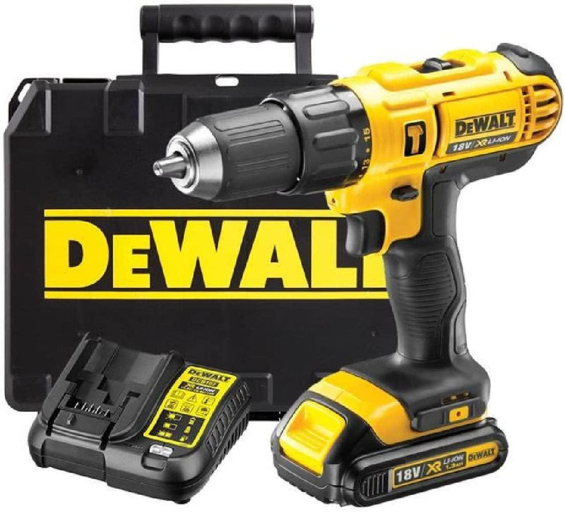 DEWALT 18V CORDLESS LITHIUM LXT COMBI DRILL,DRILL DRIVER WITH HAMMER ACTION FACILITY COMPLETE WITH LITHIUM BATTERY,FAST CHARGER,HEAVY DUTY CARRYING CASE