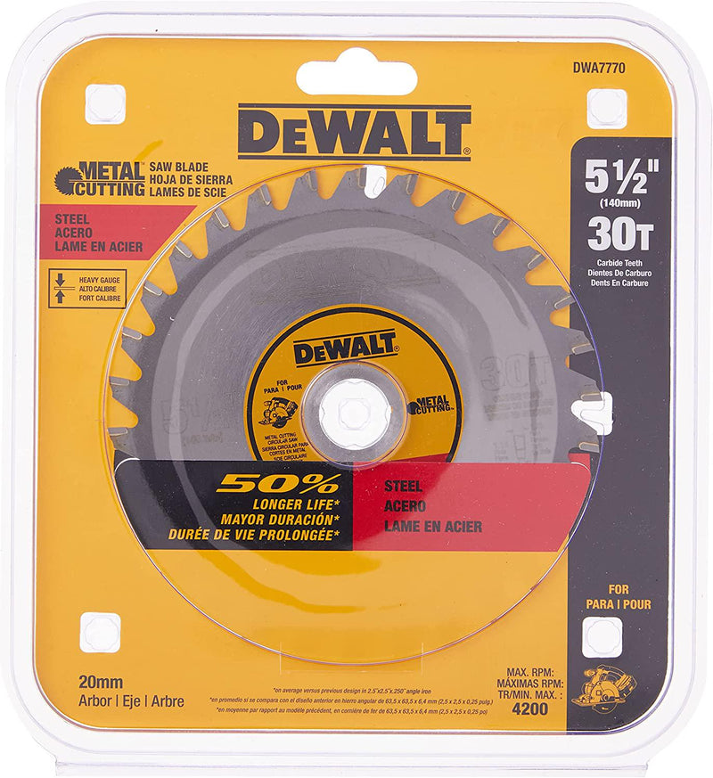 DEWALT Circular Saw Blade, 5 1/2 Inch, 30 Tooth, Metal Cutting (DWA7770)