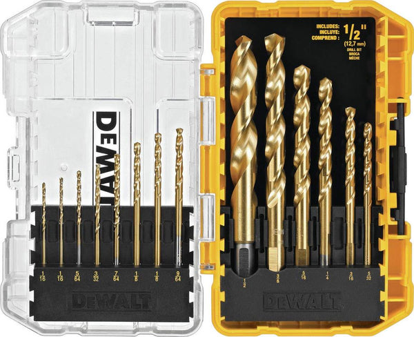 DEWALT DW1341 14-Piece Titanium Nitride Speed Tip Drill Bit Set