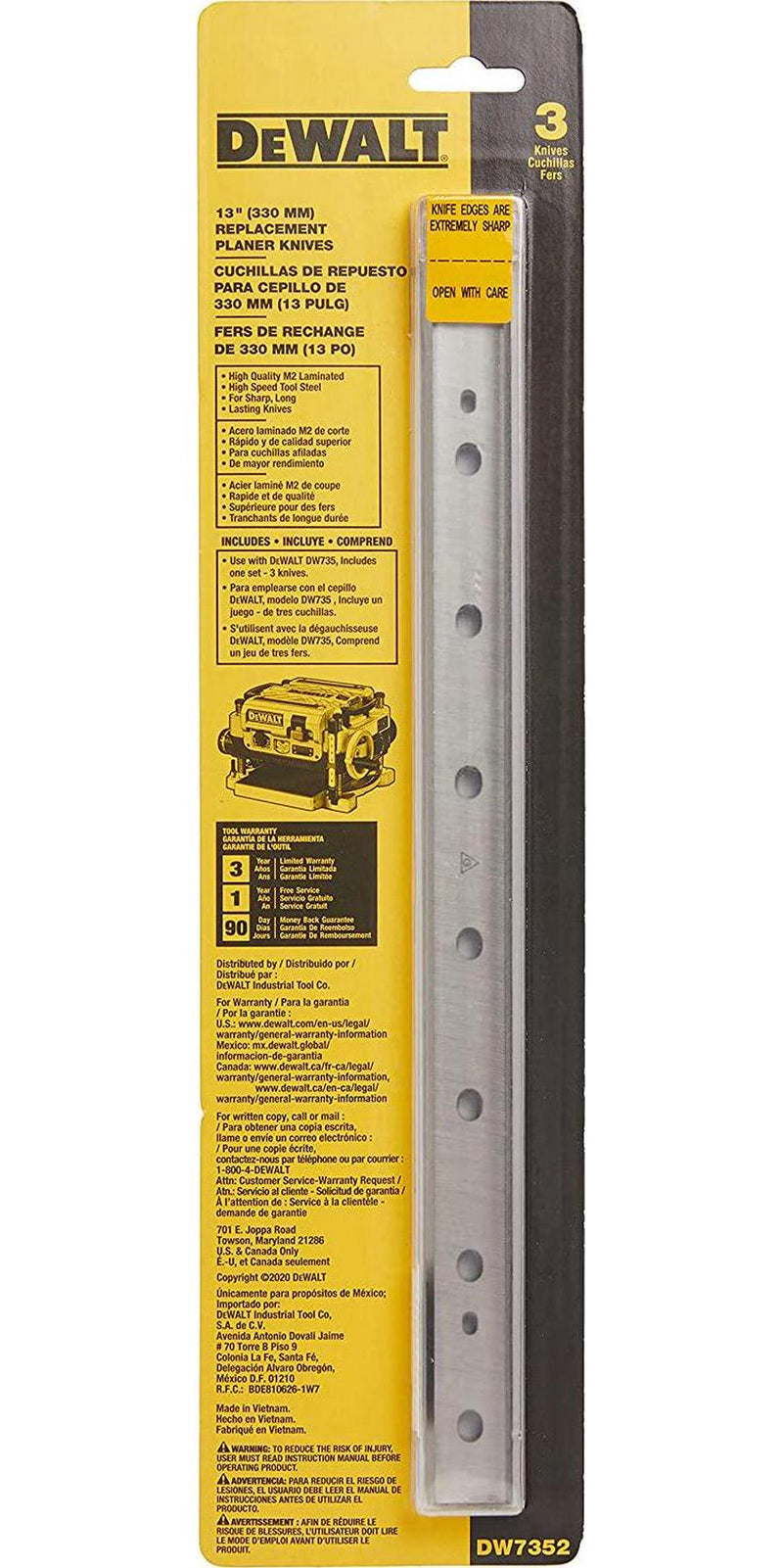 DEWALT DW7352 Planer Blades Replacement For Thicknesser 3 Pk, Pack of 1