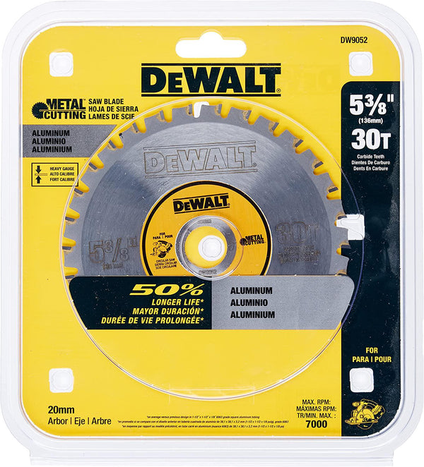 DEWALT DW9052 5-3/8-Inch 30 Tooth Aluminum and Non-Ferrous Metal Cutting Saw Blade