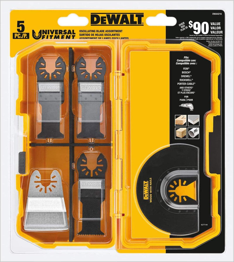DEWALT Oscillating Tool Blades Kit, 5-Piece (DWA4216), Black