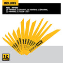 DEWALT Wood Metal Rescue Reciprocating Saw Blade 12-Pieces Set With Case, Multicolor, Pack of 1