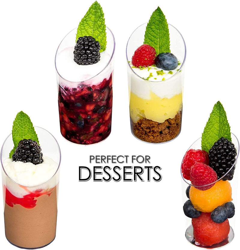 DLux 3 oz Mini Dessert Cups and lids Square Tall - Clear Plastic Parfait  Appetizer Cup
