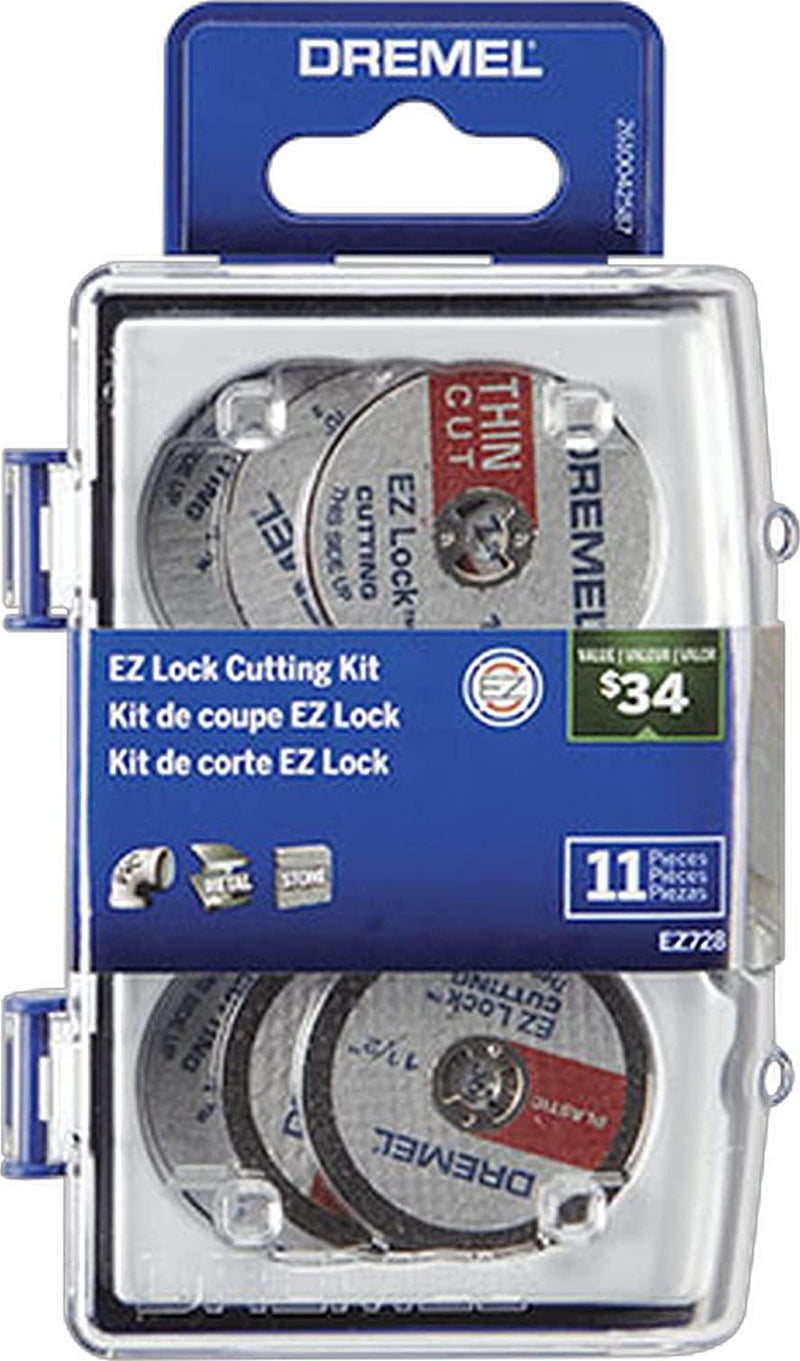 DREMEL EZ728-01 EZ Lock Rotary Tool Cutting Discs Accessory Kit, Cut-Off Wheels for Plastic, Metal, and Thin Cuts, 11- Piece Assorted Accessories Set