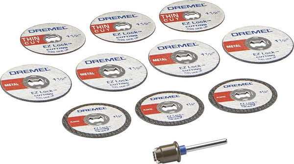 DREMEL EZ728-01 EZ Lock Rotary Tool Cutting Discs Accessory Kit, Cut-Off Wheels for Plastic, Metal, and Thin Cuts, 11- Piece Assorted Accessories Set