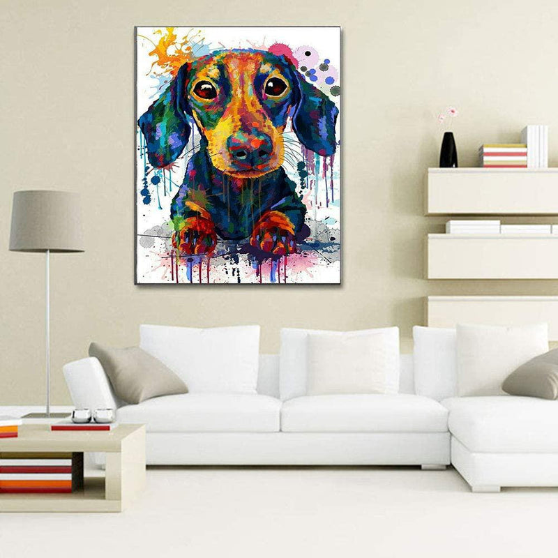 Dachshund 5D Diamond Painting Kit Full Drill Crystal Rhinestone Cross Stitch Embroidery Arts Craft Picture Supplies for Home Wall Decor 12 X 16 Inch