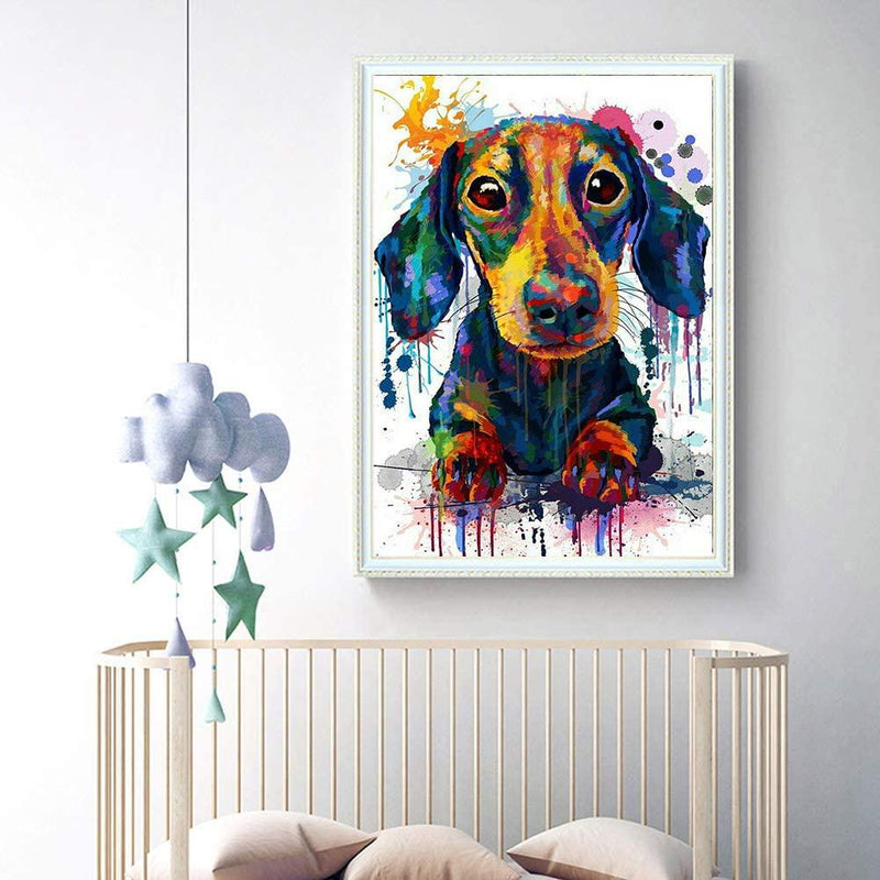 Dachshund 5D Diamond Painting Kit Full Drill Crystal Rhinestone Cross Stitch Embroidery Arts Craft Picture Supplies for Home Wall Decor 12 X 16 Inch