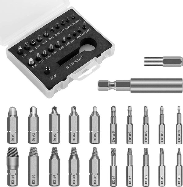 Damaged Screw Extractor Set, 22 Pcs Stripped Screw Extractor Set, Broken Bolt Stripped Screw Extractors for Screws Remover Set All-Purpose Screwdriver