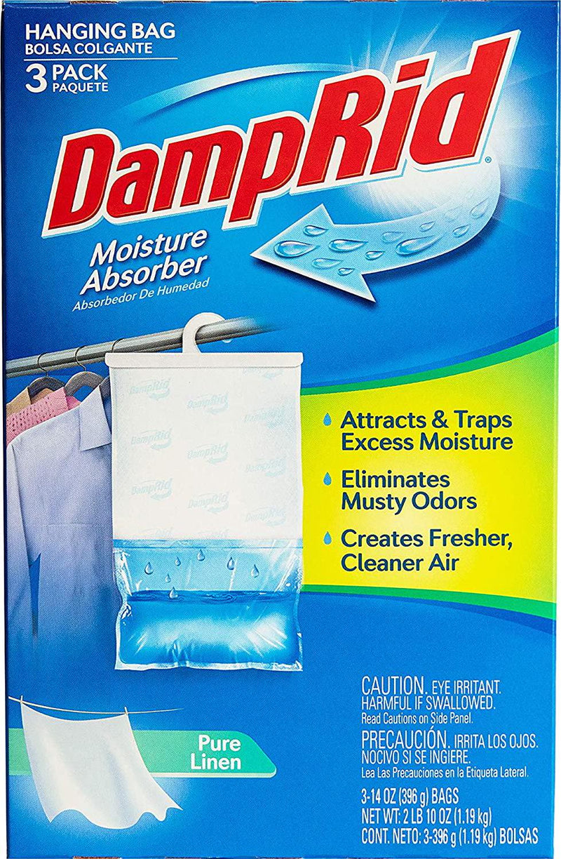 DampRid Pure Linen Hanging Moisture Absorber, 3 Pack, for Fresher, Cleaner Air in Closets