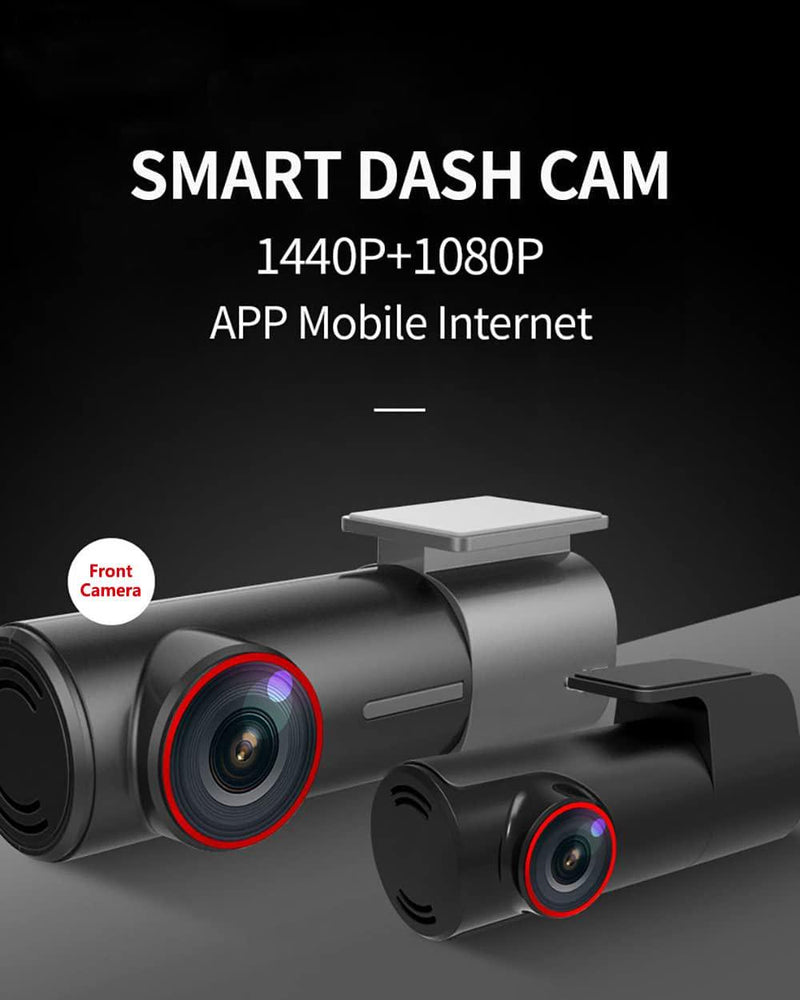 Dash Cam Front and Rear, Dual Dash Camera 1440P+1080P, Full HD 170° Wide Angle, with Night Vision WDR G-Sensor, Parking Monitor, Loop Recording, Motion Detection