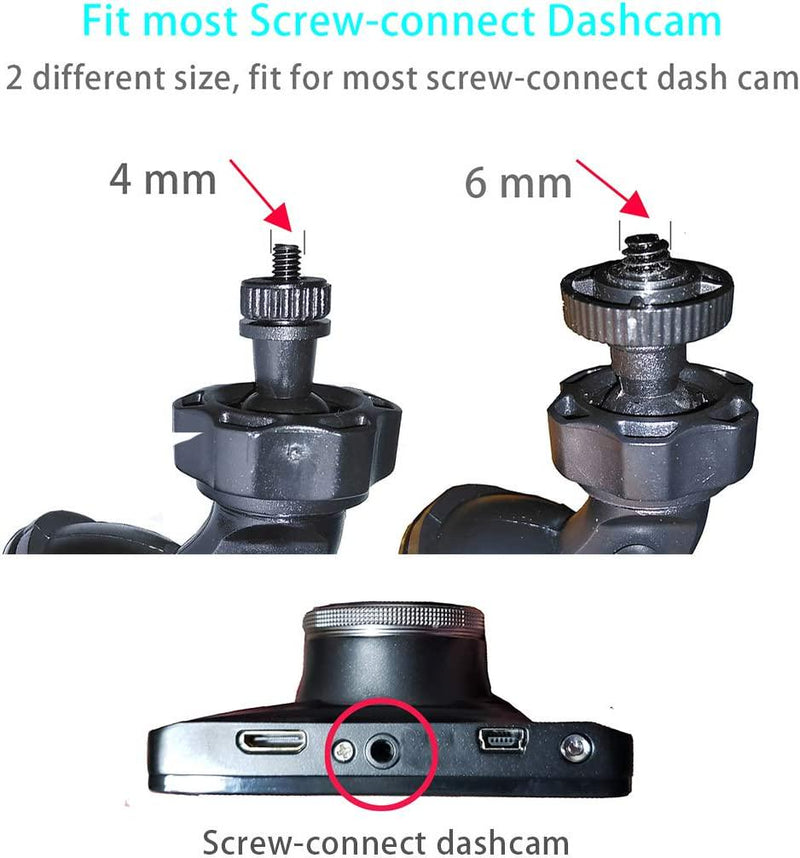 Dash Cam Suction Cup Mount for Oldshark Amuoc Jeemak Chortau Screw-Connect  Dashcam, Clip on Car dvr Holder, Strong Suction Power, Easy to Install Use,  Easy to Remove, Heat Resistant, 2 Pcs 