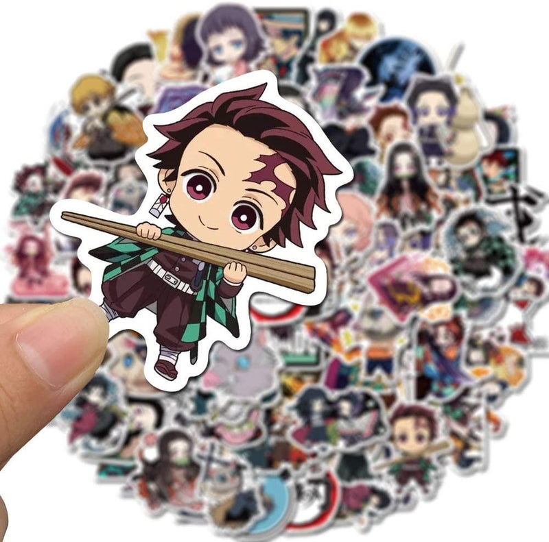 Demon Slayer:Kimetsu no Yaiba Anime Stickers,100 PCS Cartoon Anime Graffiti Vinyl Waterproof Decals for Water Bottles Computer Bicycle Skateboard Luggage Phone Pad Laptop Kids Teens Stickers Pack