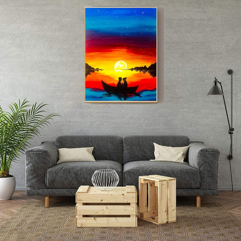 Diamond Painting Art Kits For Adults, 5d Round Lake Romantic Sunset Diamond Art  Kits For Adults, Full Drill Diamond Dots/gem/jewel Art Paint By Number