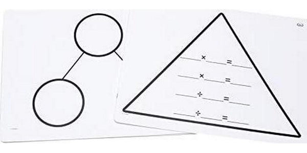 Didax Educational Resources Write-On/Wipe-Off Fact Family Triangle Mats: Multiplication Math Resource, Multicolor