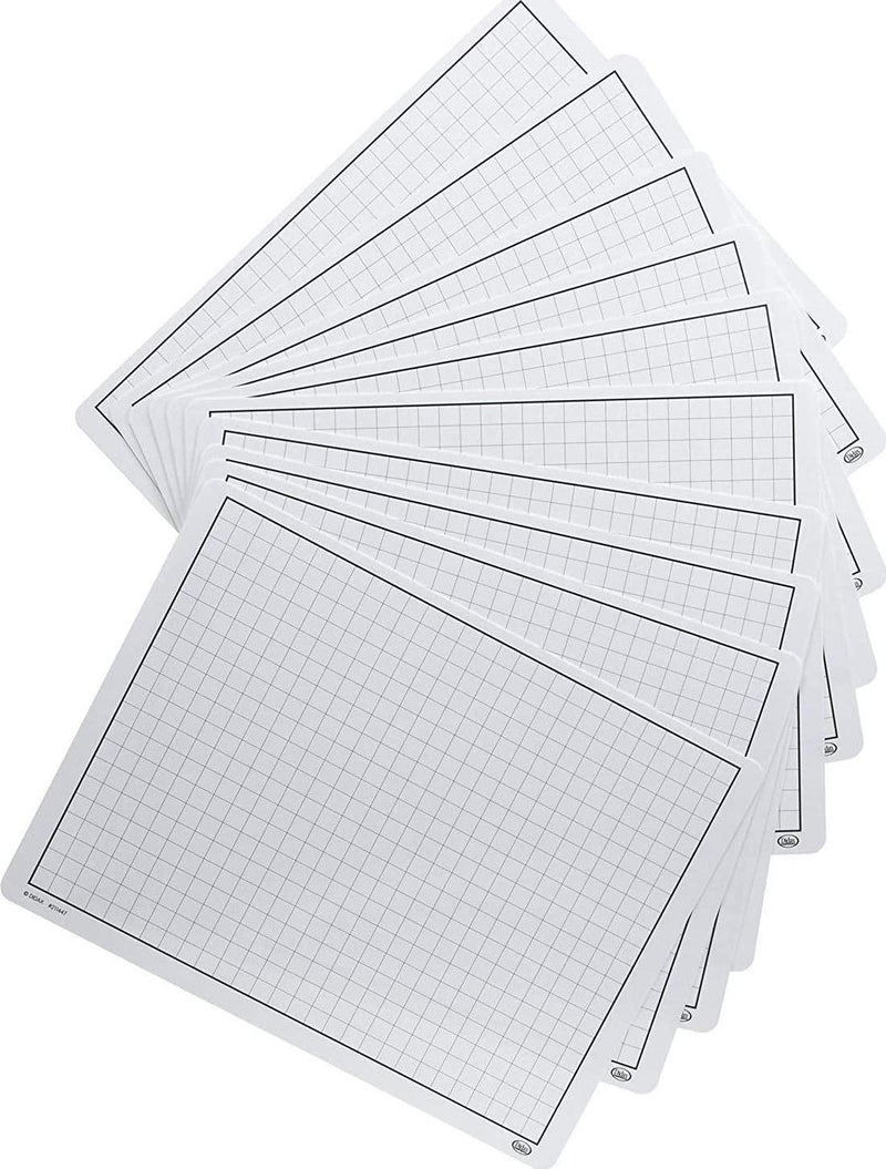 Didax Educational Resources Write and Wipe Graphing Mats-Set of 10 Board Set for Grades 3-8, 9 x 12 in, Plastic