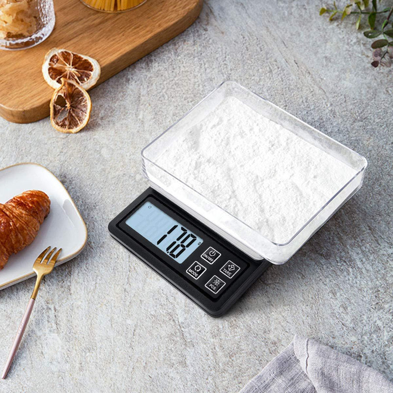 NEXT-SHINE Gram Scale, Digital Pocket Scale Portable Mini Size 500g x 0.01g  with Back-Lit LCD Display Stainless Steel Platform Grams Ounces for Coffee
