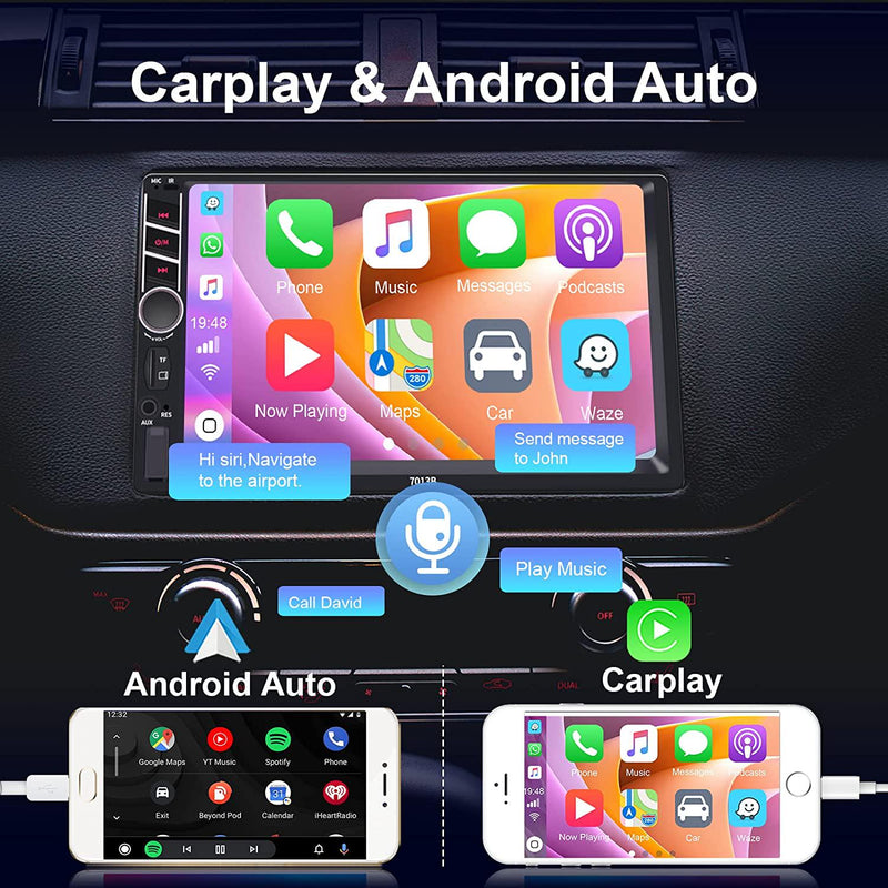 Apple CarPlay 7 Double 2 Din Car Stereo Radio Android Auto Touch