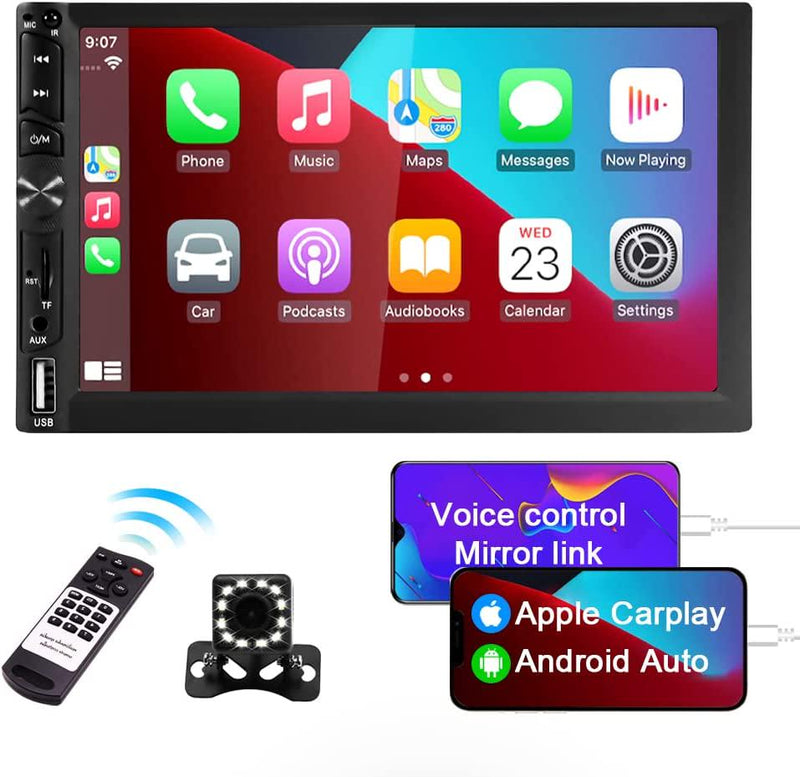 Double Din Car Stereo Apple Carplay Android Auto with Bluetooth 7 Inch