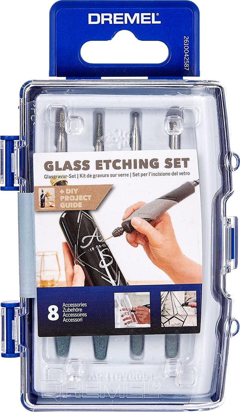 Dremel 682 Glass Etching Set, Accessory Kit with 8 Rotary Tool Accessories for Etching and Engraving in Glass