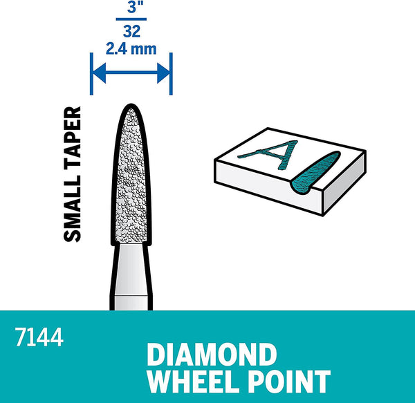 Dremel 7144 Diamond Wheel Points, with 2.4 mm Bits for Engraving, Carving and Cutting