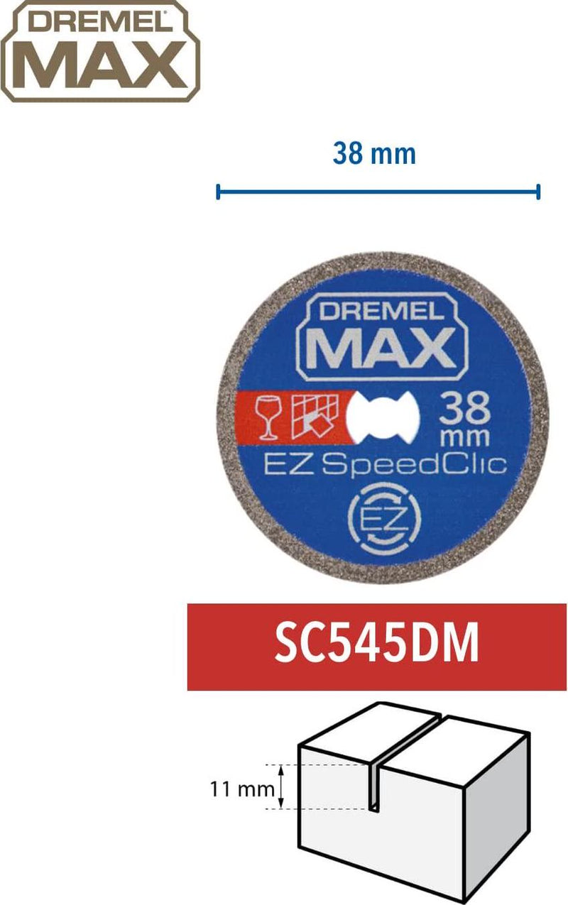 Dremel MAX High Performance Cutting Wheel (SC545DM) Diamond Coated Cutting Disc with EZ SpeedClic System, 38mm, Max Life Durability