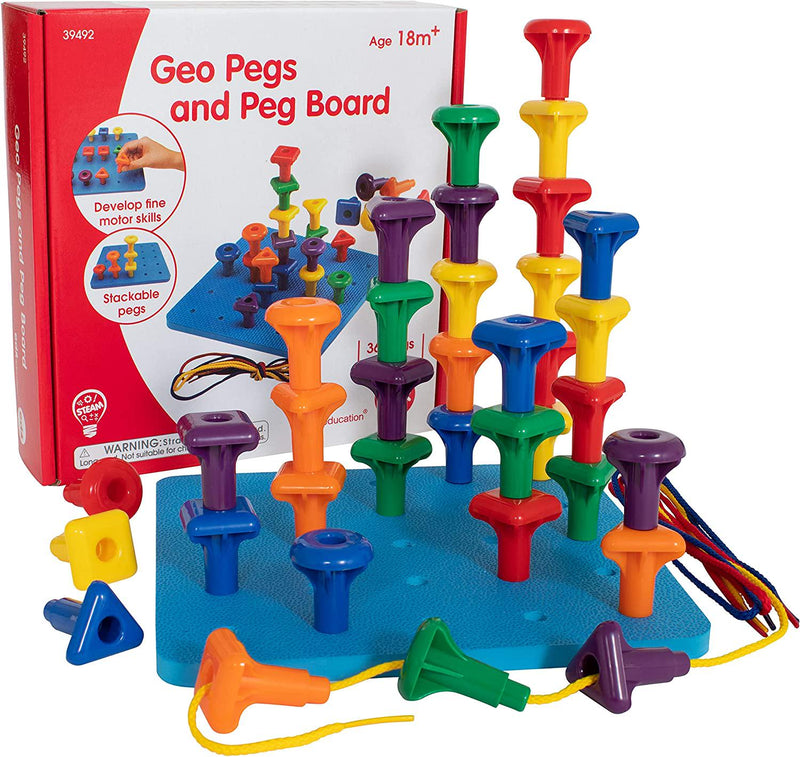 EDX Education Geo Pegs and Peg Board, Multicolour (39492)