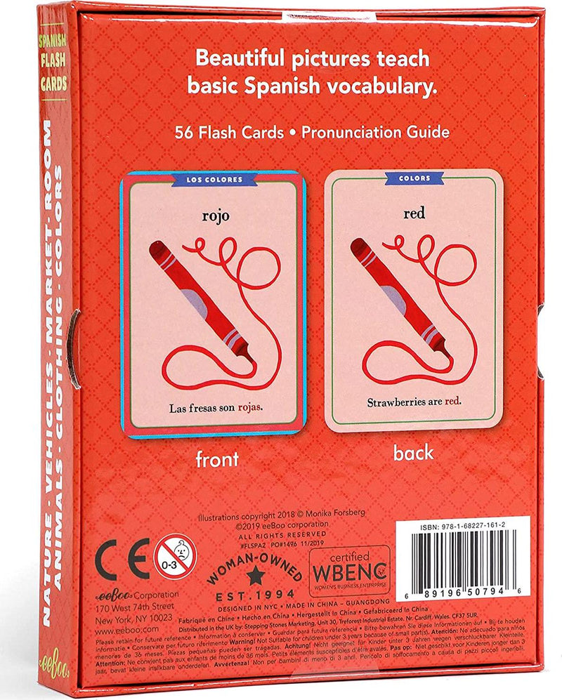 EEBOO Spanish Flash Cards, 1 EA